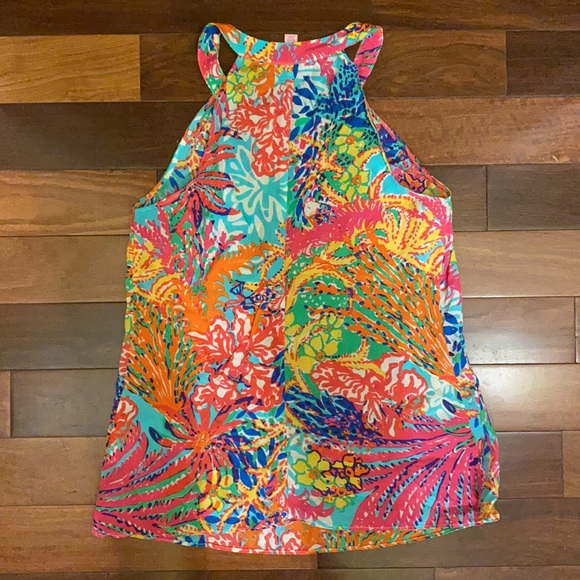 Lilly Pulitzer high neck SILK top! Sz XS - Picture 6 of 6